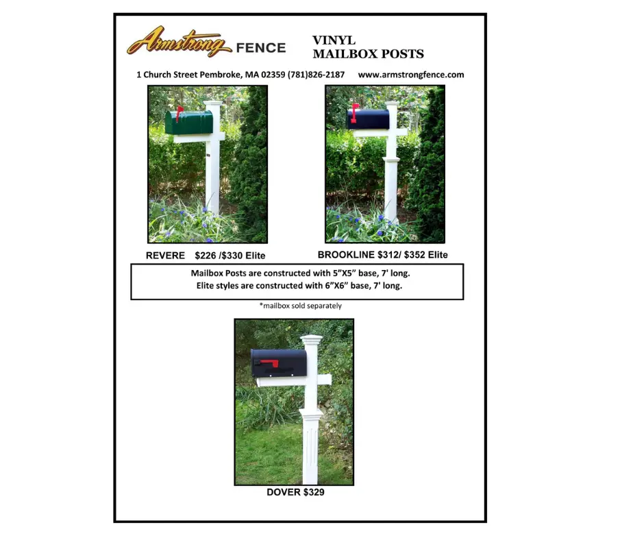 Vinyl mailbox posts available from Armstrong Fence