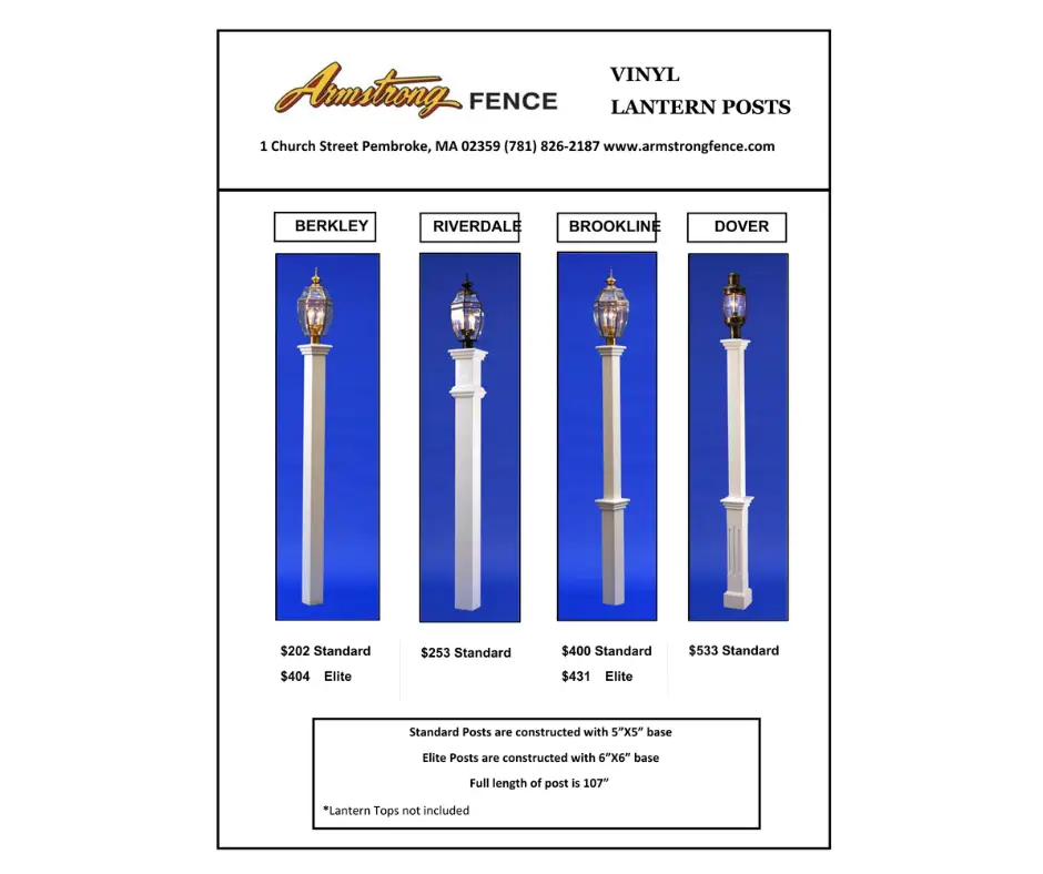 Vinyl lantern posts available from Armstrong Fence