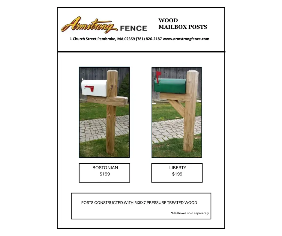 Wood mailbox posts available from Armstrong Fence