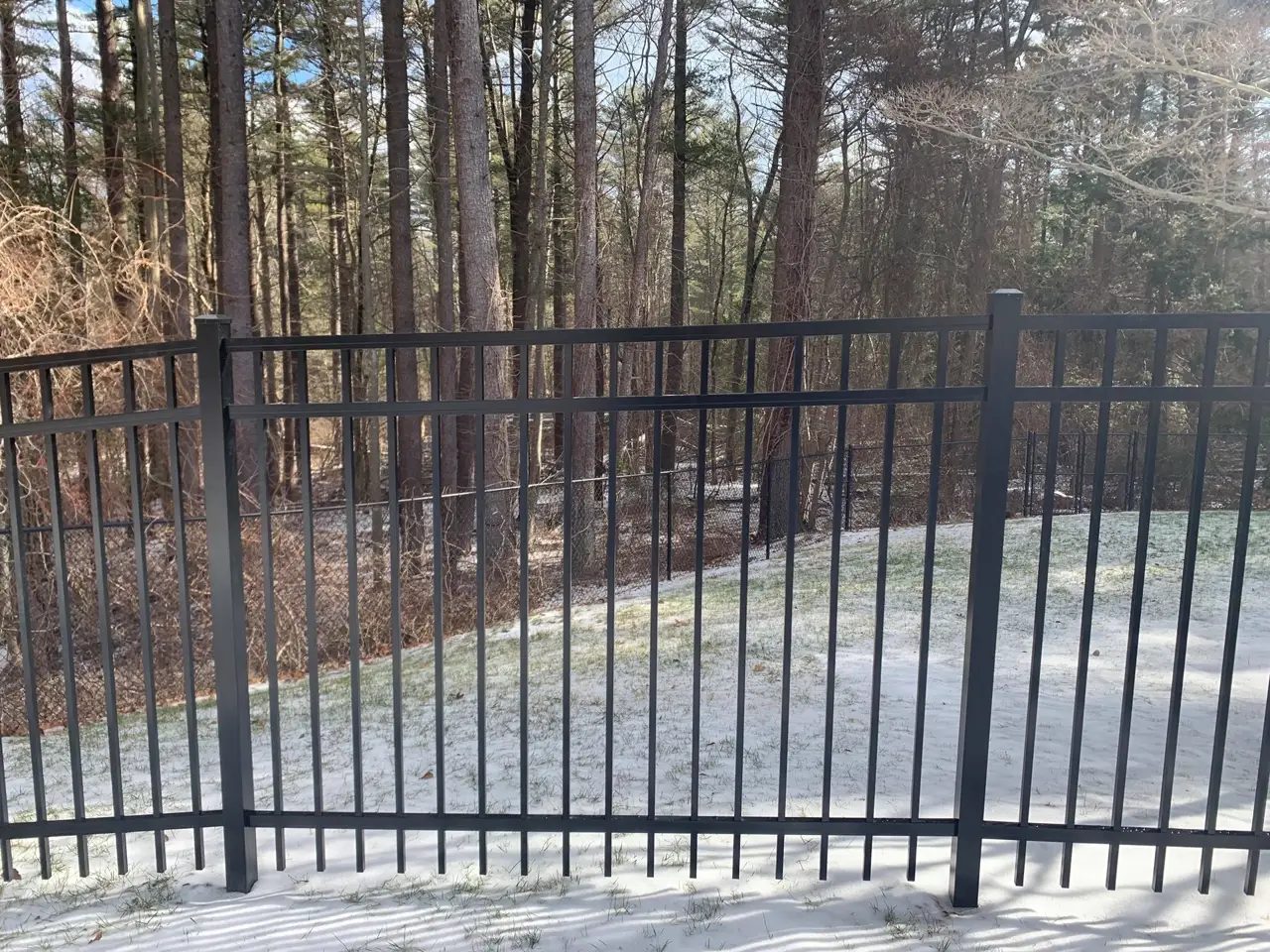 Ornamental aluminum fence installed by Armstrong Fence on the South Shore of Massachusetts
