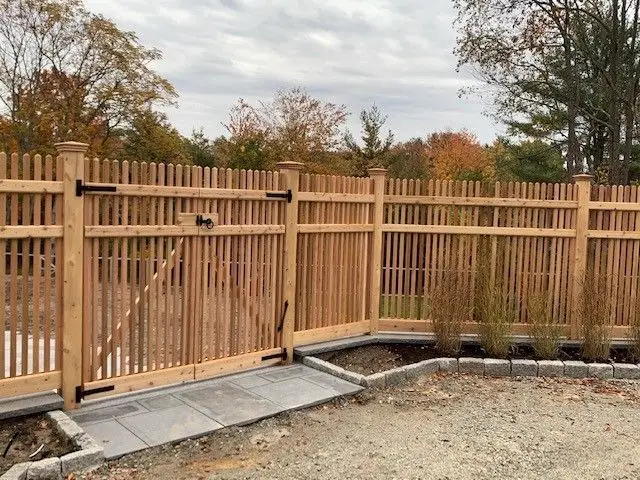 Baluster cedar fence installed by Armstrong Fence on the South Shore of Massachusetts