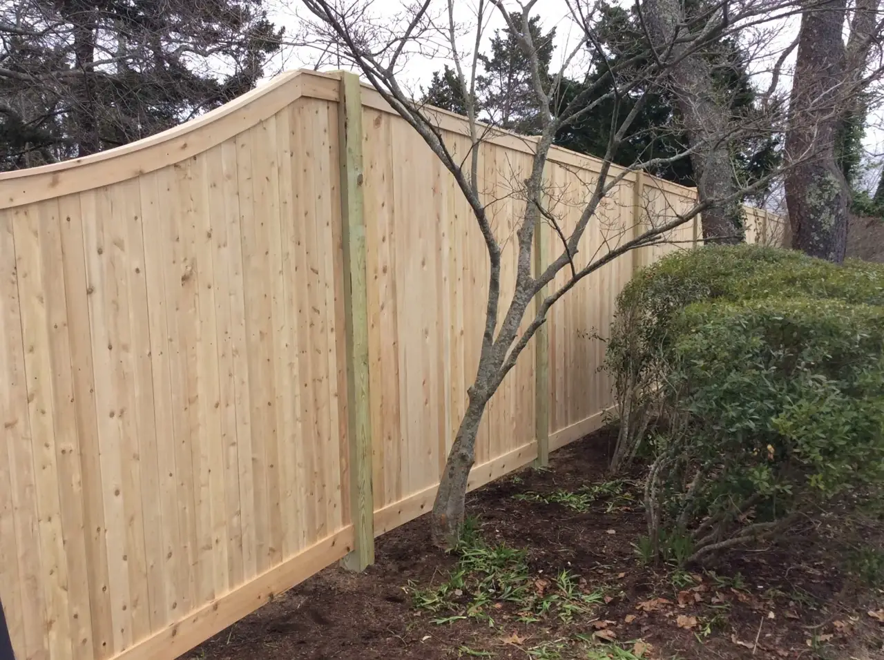 Board Privacy cedar fence installed by Armstrong Fence on the South Shore of Massachusetts