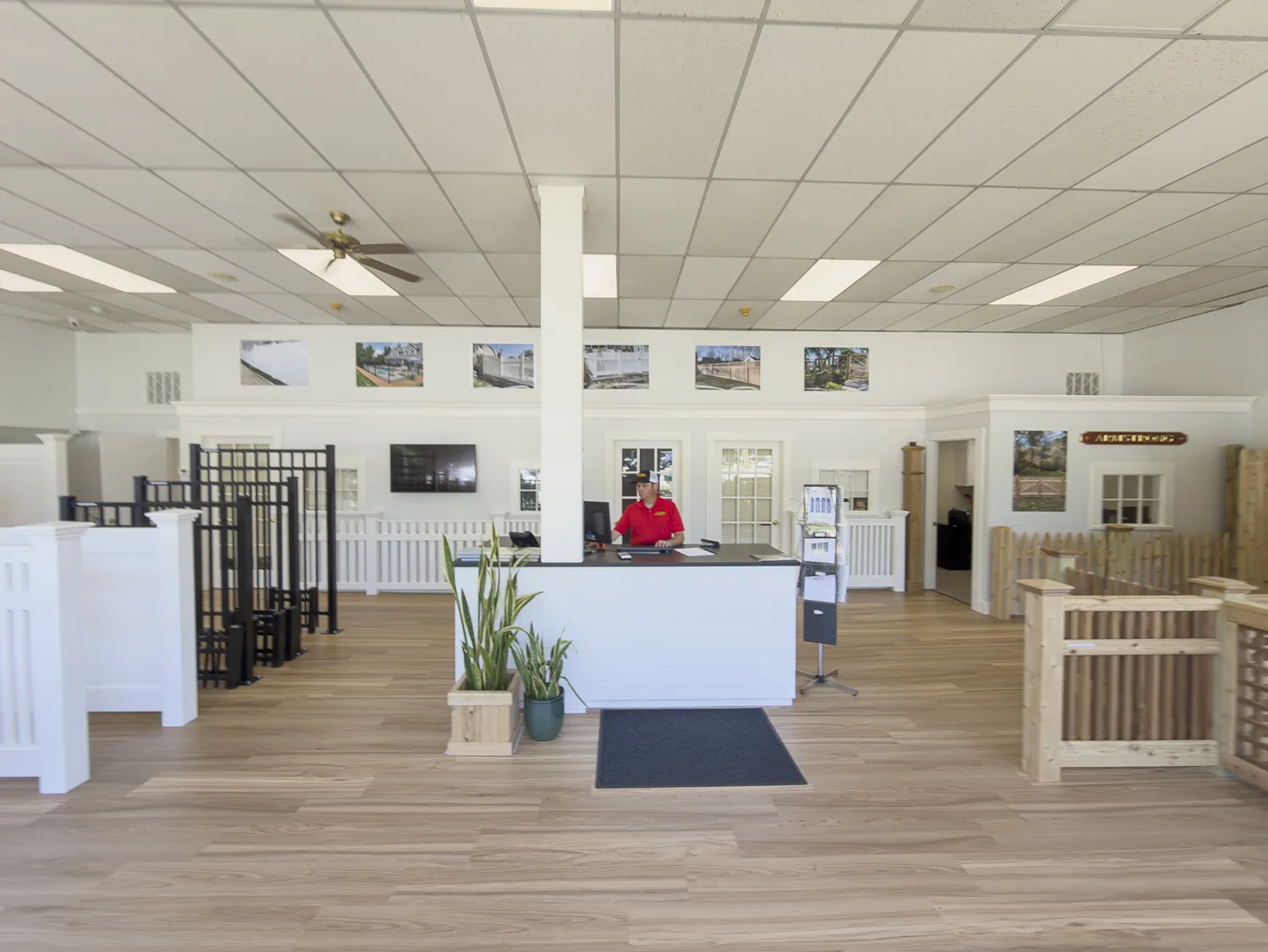 Fence displays inside the Armstrong Fence showroom