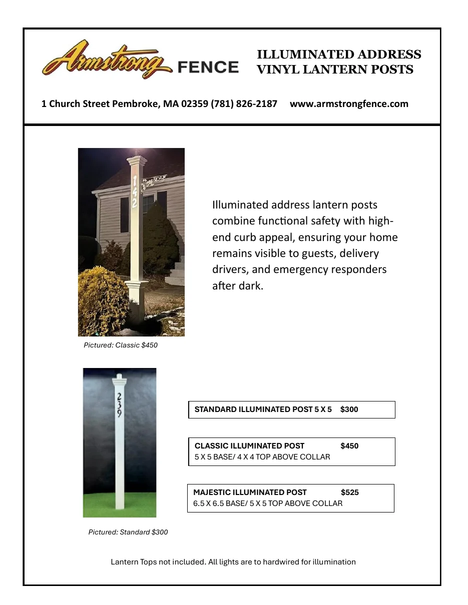 Solar lantern post options available from Armstrong Fence